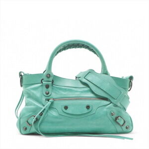 Balenciaga The First Leather Handbag Green Mirror